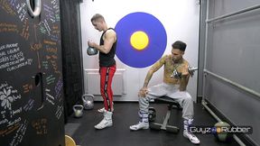 guyzin2rubber, exercising in rubber