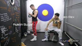 guyzin2rubber, exercising in rubber