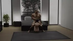 Sexy anime girl blows guy's load in 3D animation