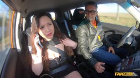 Brunette's Busty Lesson Ignites a Fiery Car Ride