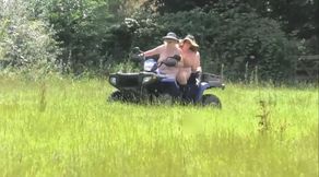 Orgasmic Babes in Silly Headgear Tear Up Trails on High-Performance Off-Road Vehicles