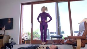 Amazing Harley (Khaleesi From Ukraine) - Purple Catwoman Dominate Man - Part 1 - Russian Language