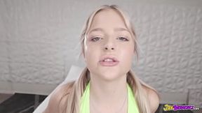 Blonde teen enjoys big black cock&#x1F346; in hot interracial encounter