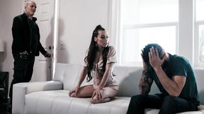 ”Petite hot MILF saves her stepbrother by fucking a huge dick goon”