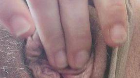 Pulls panties to the sides and fingers and explores juicy pussy