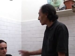 Bushy granny enjoys her weenie and cucumber bang and pegging her old fucker