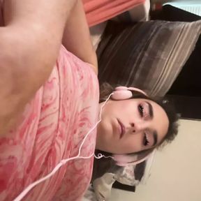 Cute Tsjojo anal slut playing with clitty listening to headphones