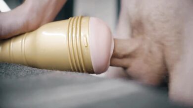 Big white dick penetrating fleshlight and thick cum