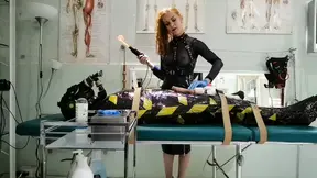 Excited goddess gives foot job using electric device
