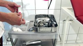 Nylon Nurse investigates patient with enema, speculum and fisting with her latex gloves