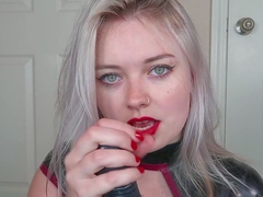 Slutty amateur blonde smoking and jerking dick