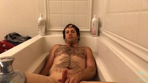 adam castle takes bath & jerks off cock