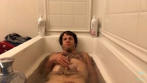 adam castle takes bath & jerks off cock