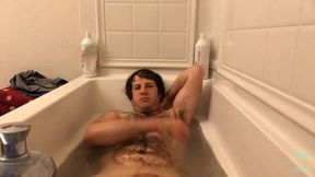 adam castle takes bath & jerks off cock