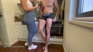 Gym Couple Dry Humping in Kitchen after Workout