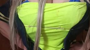 Mistress Susi teases in her costume with big boobs