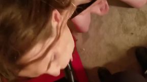 Sissy Crossdresser Sucks belt On vibrator