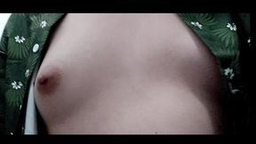walking up and down stairs with my sissy breasts