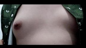 walking up and down stairs with my sissy breasts