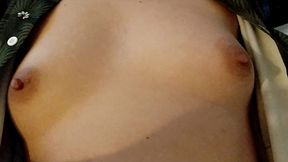 walking up and down stairs with my sissy breasts