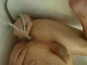 Shower HOSE deep water stream fuck inside ASS with SQUIRT!!