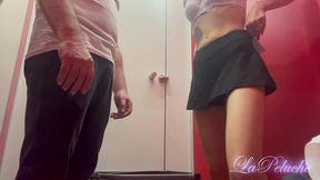 18 years old slut sucking cock in public dress room.