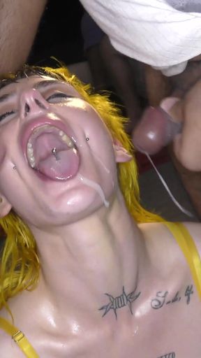 Debut Bukkake Facials for Lana Banana