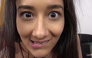 Female POV video of a lesbian looking down at her hot, busty girlfriend eating her pussy