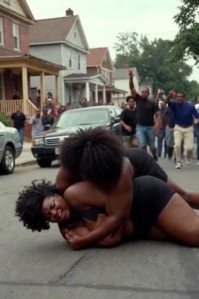 Athletic couple engages in intense hood wrestling with huge tits on