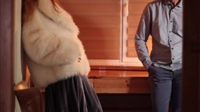 Ripped thighs, high-knee boots, handcuffs and fur coat make you crazy