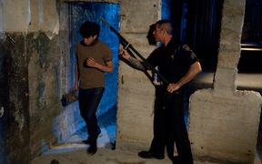 Cop sucking off a bound hottie to make him beg for it