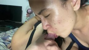 Again She Sucks My Huge Tongue Deeply