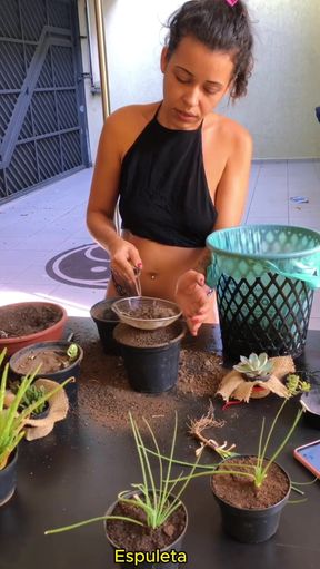 Daily Life of a Hottie - Arranging Her Plants