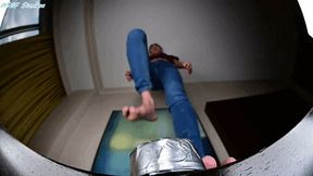 GIANT GIRL crushes puny alien ship under her GIANT BARE FEET! - MP4