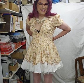 Playing in a gorgeous dress and lingerie!
