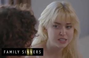 Step-Sibling Secrets: Playful Blonde Teases Her Step-Brother in a Wild Couch Encounter with Chloe Cherry and Robby Echo!