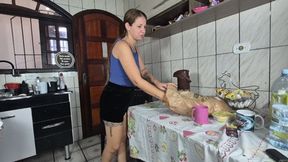 Punishing my slave with my heavy breasts for breakfast by Britney Hunter and Sabrina CAM Babi