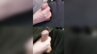 Jacking 2 wiry gigantic members with glossy pre-jizz beading on the tips.