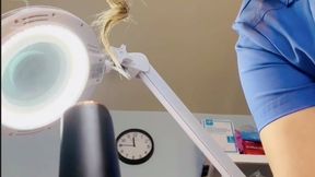 4 min POV its your 6 month check up and cleaning with Hygienist Luna, watch me perform a proper dental cleaning, and since you are cavity free, of course I am going to reward you with a hand job! And show you my titties!