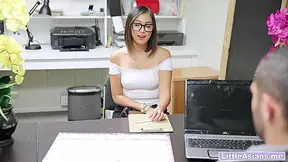 Hot Small Tits Asian Teen 18+ Got New Job And Fucked Herself In The Office