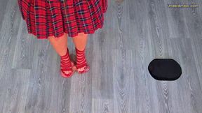 212 Sky Cam - Goddess Amber - Grinding The Cum From Your Balls Under My Red Gladiator Stilettos - Cock Face Trample Trampling CBT Ballbusting Shoejob