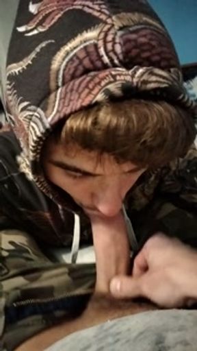 Soldier is getting great blowjob and deepthroat from a good boy