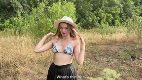 Sexy blonde wants her bf to piss in her mouth and fuck her tight anal in the mountains