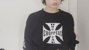 Black Sweater Strip to Naked Pussy Play