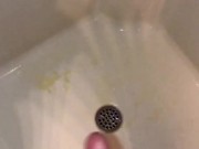 POV me pissing in the sink, toilet, & shower pinching off between locations “Golden Shower Anyone?”