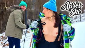 Snowy ski resort teen gets a delicious blowjob and rode hard in cowgirl position