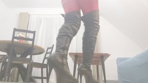 you like leather leggins ass and boots