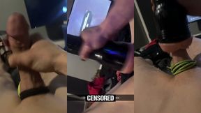 gooning my lubed up tied up big throbbing cock with fleshlight