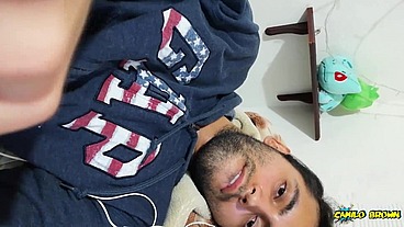 Jerking my big cock with a huge cum shot and eating my cum - Camilo Brown