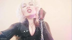 Latex Mistress: collar and leash FemDom training for good submissive! rubber Domme POV